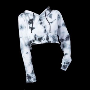 Rue 21 - SM Gray/White Cloudy Day Tie Dye Cropped Hoodie